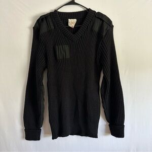 VINTAGE Brigade Quartermaster Sweater Sz 44 Black 100%  Wool England Wooly Pully